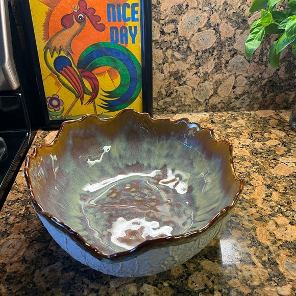 X4 glazed pottery, barn, gourd, salad bowl set Thailand, pottery barn turquoise - Picture 2 of 15